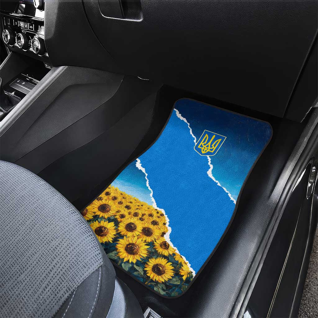 Ukraine Pride Car Mats Map, Flag & Tryzub with Sunflower Field Patriotic