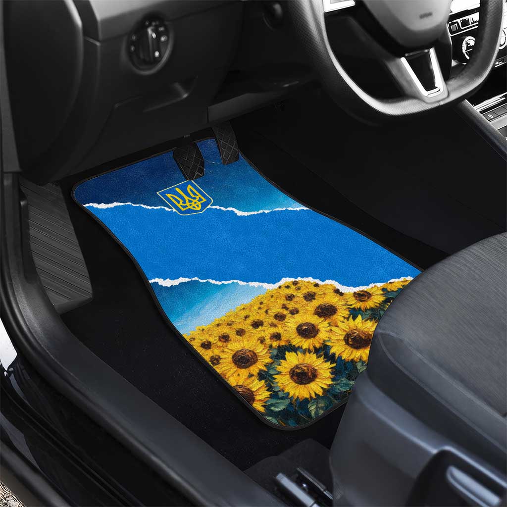 Ukraine Pride Car Mats Map, Flag & Tryzub with Sunflower Field Patriotic