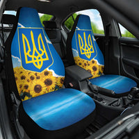 Ukraine Pride Car Seat Cover Map, Flag & Tryzub with Sunflower Field Patriotic