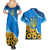 Ukraine Pride Couples Matching Summer Maxi Dress and Hawaiian Shirt Map, Flag & Tryzub with Sunflower Field Patriotic