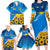 Ukraine Pride Family Matching Long Sleeve Bodycon Dress and Hawaiian Shirt Map, Flag & Tryzub with Sunflower Field Patriotic