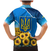 Ukraine Pride Family Matching Mermaid Dress and Hawaiian Shirt Map, Flag & Tryzub with Sunflower Field Patriotic