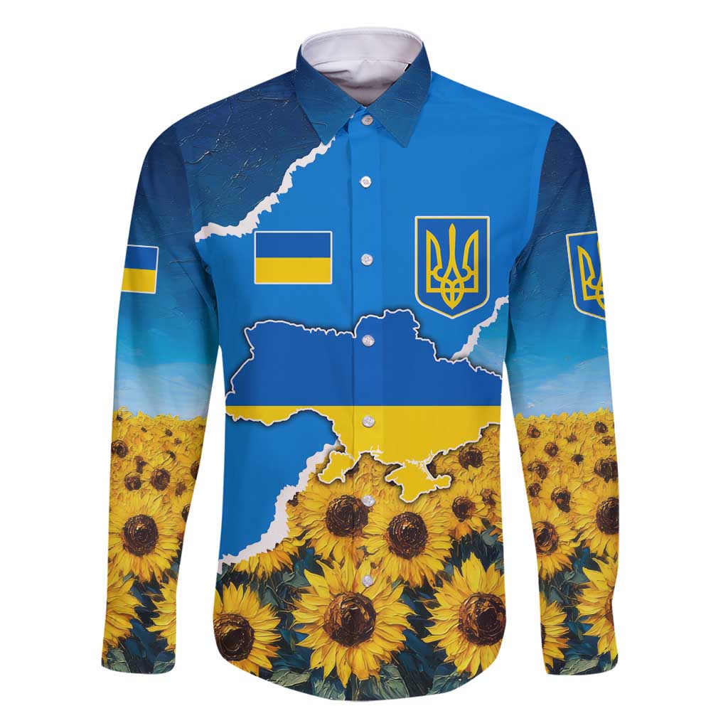 Ukraine Pride Family Matching Mermaid Dress and Hawaiian Shirt Map, Flag & Tryzub with Sunflower Field Patriotic