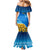 Ukraine Pride Family Matching Mermaid Dress and Hawaiian Shirt Map, Flag & Tryzub with Sunflower Field Patriotic