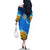 Ukraine Pride Family Matching Off The Shoulder Long Sleeve Dress and Hawaiian Shirt Map, Flag & Tryzub with Sunflower Field Patriotic