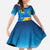 Ukraine Pride Family Matching Off Shoulder Maxi Dress and Hawaiian Shirt Map, Flag & Tryzub with Sunflower Field Patriotic
