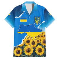 Ukraine Pride Family Matching Off Shoulder Maxi Dress and Hawaiian Shirt Map, Flag & Tryzub with Sunflower Field Patriotic