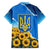 Ukraine Pride Family Matching Off Shoulder Maxi Dress and Hawaiian Shirt Map, Flag & Tryzub with Sunflower Field Patriotic