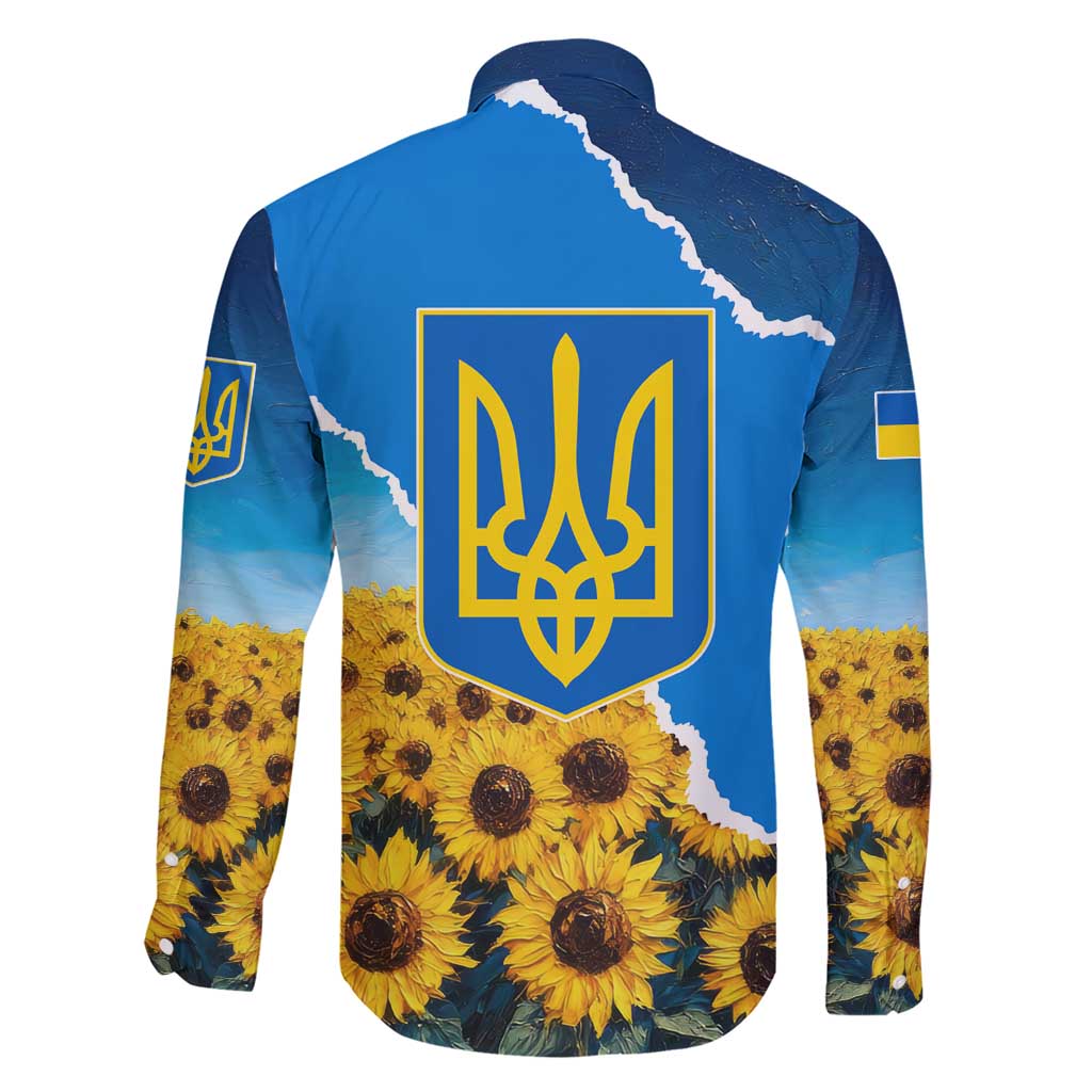 Ukraine Pride Family Matching Short Sleeve Bodycon Dress and Hawaiian Shirt Map, Flag & Tryzub with Sunflower Field Patriotic