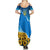 Ukraine Pride Family Matching Summer Maxi Dress and Hawaiian Shirt Map, Flag & Tryzub with Sunflower Field Patriotic