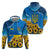 Ukraine Pride Hoodie Map, Flag & Tryzub with Sunflower Field Patriotic