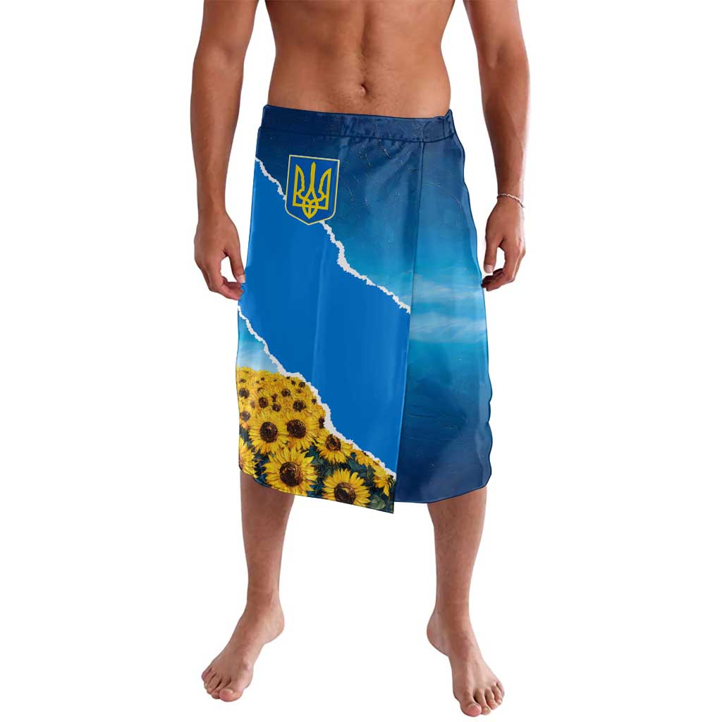 Ukraine Pride Lavalava Map, Flag & Tryzub with Sunflower Field Patriotic