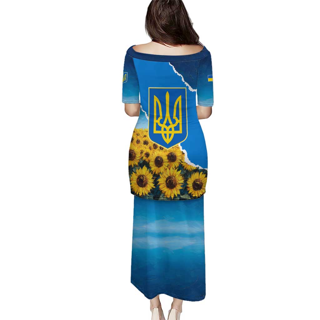 Ukraine Pride Puletasi Map, Flag & Tryzub with Sunflower Field Patriotic