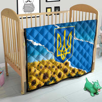 Ukraine Pride Quilt Map, Flag & Tryzub with Sunflower Field Patriotic