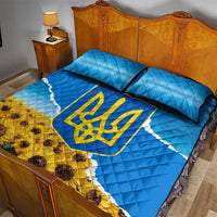 Ukraine Pride Quilt Bed Set Map, Flag & Tryzub with Sunflower Field Patriotic