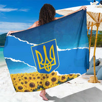 Ukraine Pride Sarong Map, Flag & Tryzub with Sunflower Field Patriotic