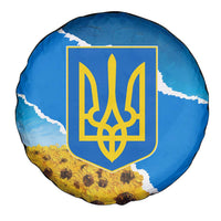 Ukraine Pride Spare Tire Cover Map, Flag & Tryzub with Sunflower Field Patriotic