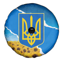 Ukraine Pride Spare Tire Cover Map, Flag & Tryzub with Sunflower Field Patriotic
