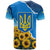 Ukraine Pride T Shirt Map, Flag & Tryzub with Sunflower Field Patriotic