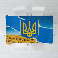 Ukraine Pride Tablecloth Map, Flag & Tryzub with Sunflower Field Patriotic