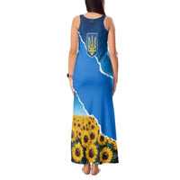 Ukraine Pride Tank Maxi Dress Map, Flag & Tryzub with Sunflower Field Patriotic