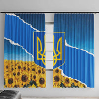 Ukraine Pride Window Curtain Map, Flag & Tryzub with Sunflower Field Patriotic