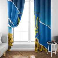 Ukraine Pride Window Curtain Map, Flag & Tryzub with Sunflower Field Patriotic