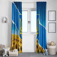 Ukraine Pride Window Curtain Map, Flag & Tryzub with Sunflower Field Patriotic