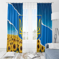 Ukraine Pride Window Curtain Map, Flag & Tryzub with Sunflower Field Patriotic