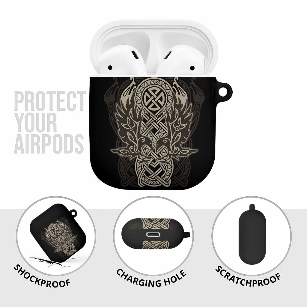 Celtic Trinity Knot Raven Emblem AirPods Case Intricate Norse Tribal Knotwork Illustration