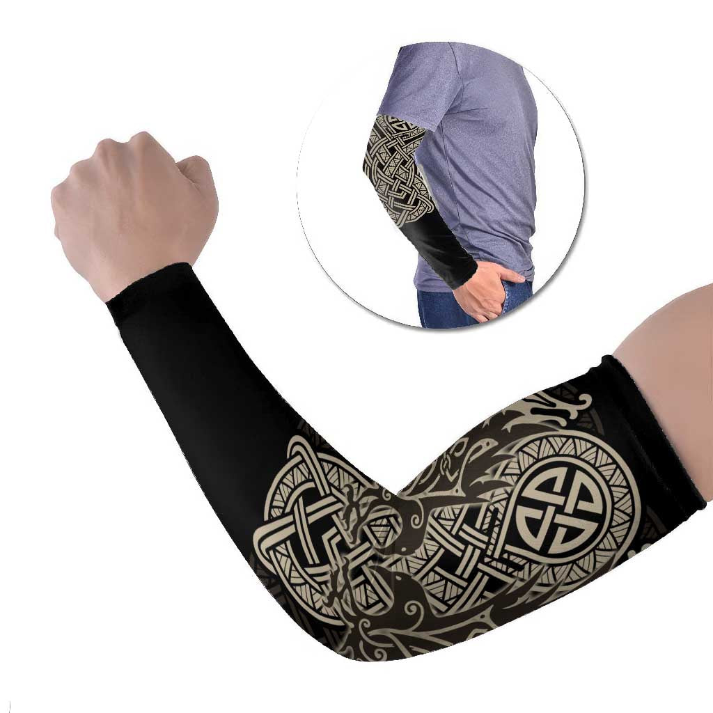 Celtic Trinity Knot Raven Emblem Arm Sleeves Intricate Norse Tribal Knotwork Illustration