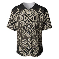 Celtic Trinity Knot Raven Emblem Baseball Jersey Intricate Norse Tribal Knotwork Illustration