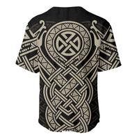 Celtic Trinity Knot Raven Emblem Baseball Jersey Intricate Norse Tribal Knotwork Illustration