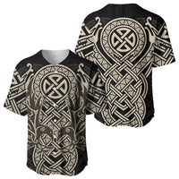 Celtic Trinity Knot Raven Emblem Baseball Jersey Intricate Norse Tribal Knotwork Illustration