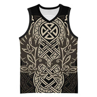 Celtic Trinity Knot Raven Emblem Basketball Jersey Intricate Norse Tribal Knotwork Illustration