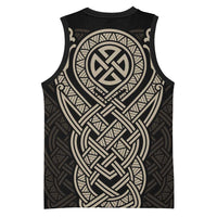 Celtic Trinity Knot Raven Emblem Basketball Jersey Intricate Norse Tribal Knotwork Illustration