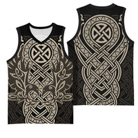 Celtic Trinity Knot Raven Emblem Basketball Jersey Intricate Norse Tribal Knotwork Illustration