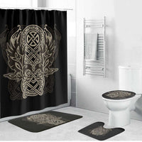 Celtic Trinity Knot Raven Emblem Bathroom Set Intricate Norse Tribal Knotwork Illustration