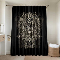 Celtic Trinity Knot Raven Emblem Bathroom Set Intricate Norse Tribal Knotwork Illustration
