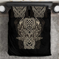 Celtic Trinity Knot Raven Emblem Bedding Set Intricate Norse Tribal Knotwork Illustration