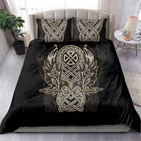 Celtic Trinity Knot Raven Emblem Bedding Set Intricate Norse Tribal Knotwork Illustration