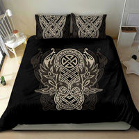 Celtic Trinity Knot Raven Emblem Bedding Set Intricate Norse Tribal Knotwork Illustration