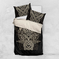 Celtic Trinity Knot Raven Emblem Bedding Set Intricate Norse Tribal Knotwork Illustration