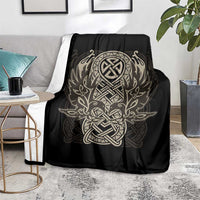 Celtic Trinity Knot Raven Emblem Blanket Intricate Norse Tribal Knotwork Illustration