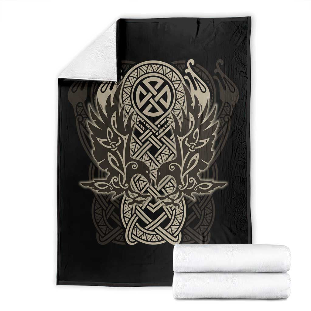 Celtic Trinity Knot Raven Emblem Blanket Intricate Norse Tribal Knotwork Illustration