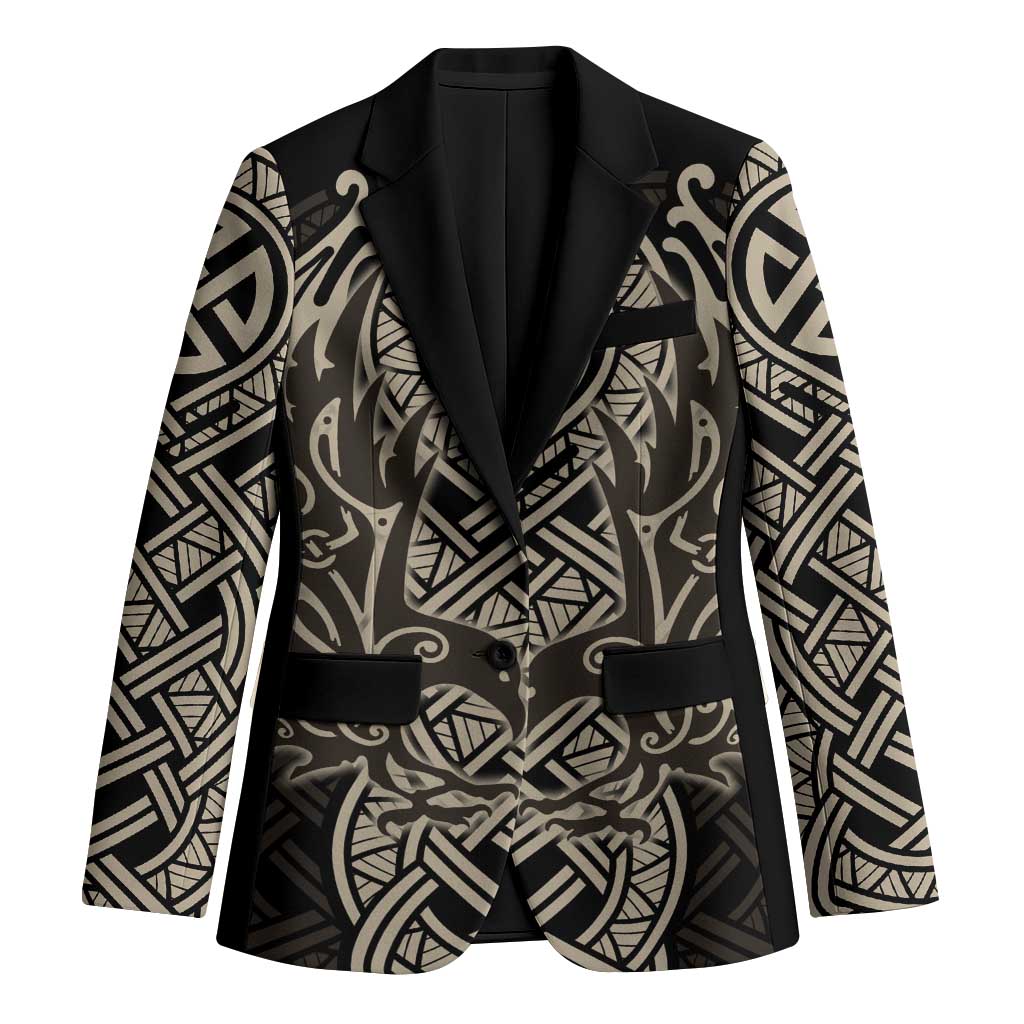 Celtic Trinity Knot Raven Emblem Blazer Intricate Norse Tribal Knotwork Illustration