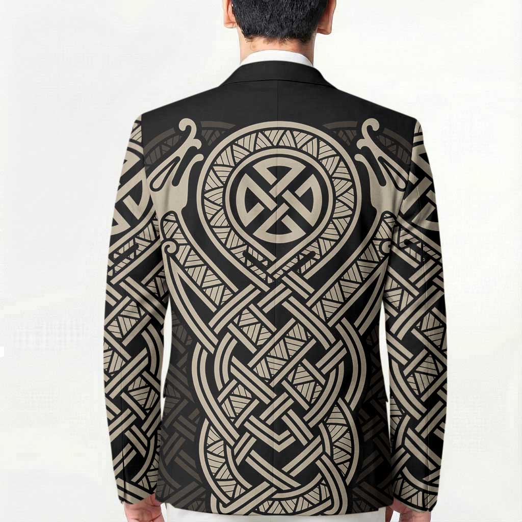 Celtic Trinity Knot Raven Emblem Blazer Intricate Norse Tribal Knotwork Illustration
