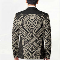 Celtic Trinity Knot Raven Emblem Blazer Intricate Norse Tribal Knotwork Illustration