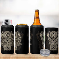 Celtic Trinity Knot Raven Emblem 4 in 1 Can Cooler Tumbler Intricate Norse Tribal Knotwork Illustration