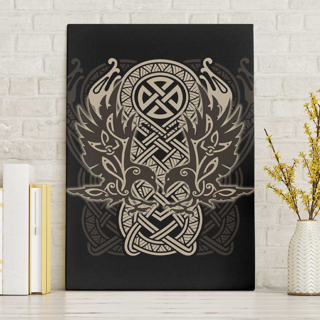 Celtic Trinity Knot Raven Emblem Canvas Wall Art Intricate Norse Tribal Knotwork Illustration